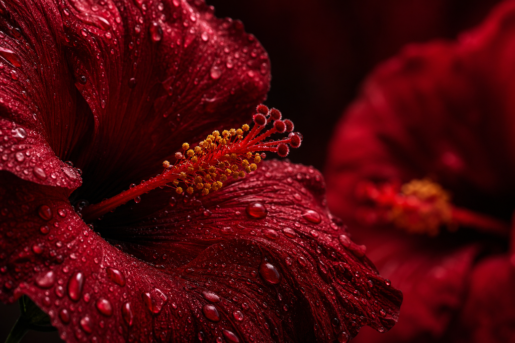 Deep red hibiscus flowers — the real ingredient behind Hibiscus Fizz
