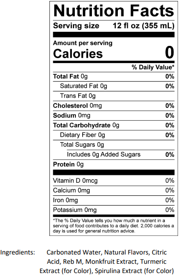 Brēzee Lemon Mint nutrition facts panel